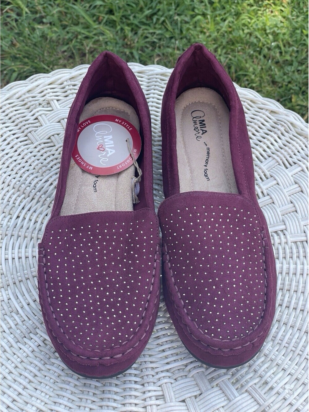 Mia Amore Memory Foam Shoes Sz 11M Slip On Loafer Flats NWT Burgundy Maroon